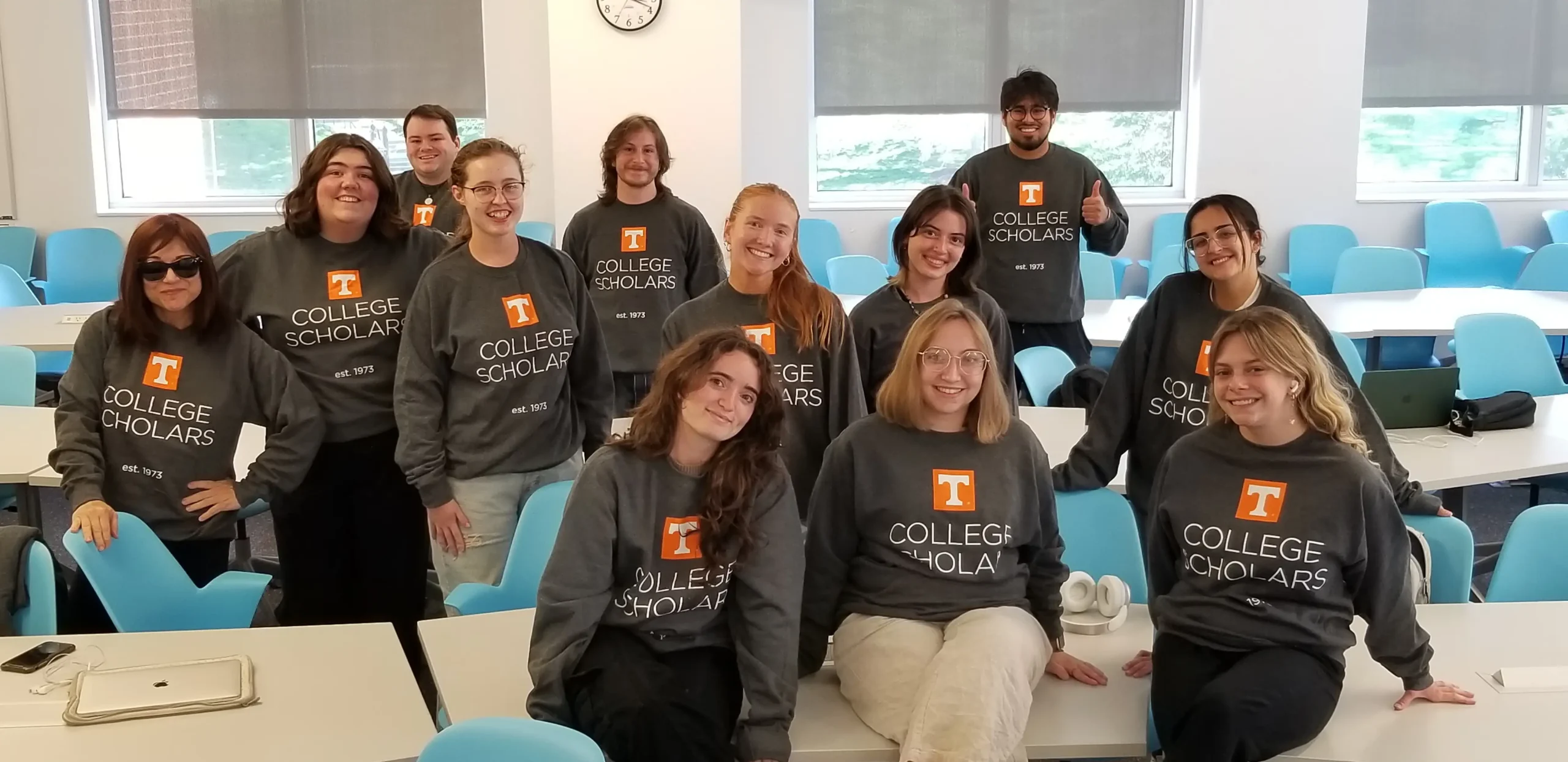 College Scholars posing with newly arrived sweatshirts